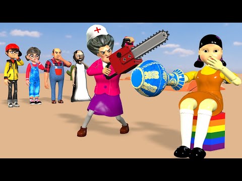 Scary Teacher 3D vs Squid Game 2 Dress Up as a Doctor Nice or Error 5 Times Challenge