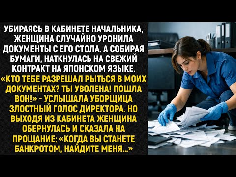 Убираясь в кабинете начальника, женщина случайно уронила документы с его стола. А собирая бумаги...