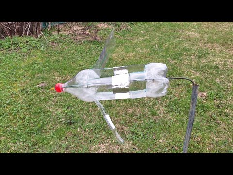 Ветряк из пластиковой бутылки для отпугивания птиц и кротов Самоделка своими руками