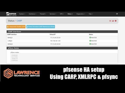 pfsense HA / High Availability Setup and Testing Using CARP, XMLRPC & pfsync