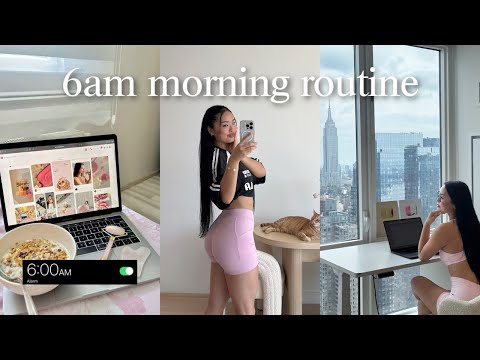 my 6AM morning routine 🌱 workout routine, work day in my life, and *realistic* work day in my life!