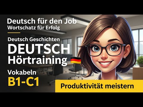 Deutsch lernen mit Geschichten-Hörtext mit Untertiteln : Wortschatz zum Thema Arbeit &amp; Produktivität