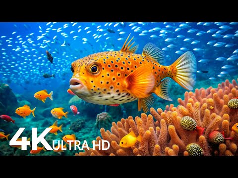 4K Ocean Wonder - Colorful Coral Fish & Jellyfish - Calming Music for Meditation and Study