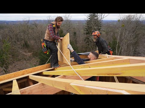 The storm came early, high winds at 25 metres up.