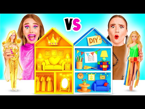 Construímos uma Impressionante Casa Bonecas para Barbie Desafio Rico vs Pobre | Desafios Engraçados