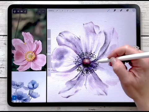 Procreate Tutorial - How To Paint Watercolor Flowers Step By Step