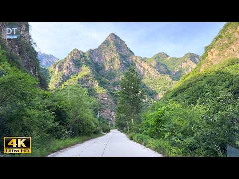 Driving in Dahuangyan River Valley 4K HDR - Geological wonders of Mount Wulingshan - China