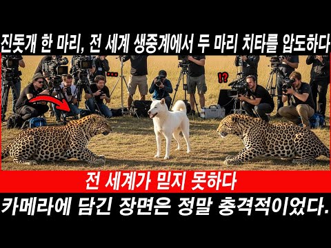 [해외감동사연] 전 세계 생중계에서 진돗개 한 마리가 두 마리의 치타를 압도 — 해외 언론 대폭발.