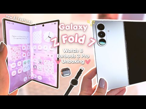 Samsung Galaxy Z Fold 7 Silver Aesthetic Unboxing 🌸 ✨ + Galaxy Watch 8 Classic Earbuds 3 Pro Silver