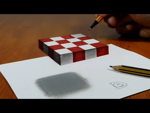 3D Trick Art on Paper, Floating chess