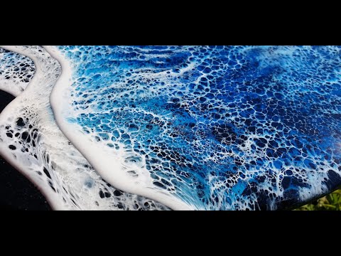 #43. Midnight Waves - Multiple Frothy Resin Waves on a Dark Beach