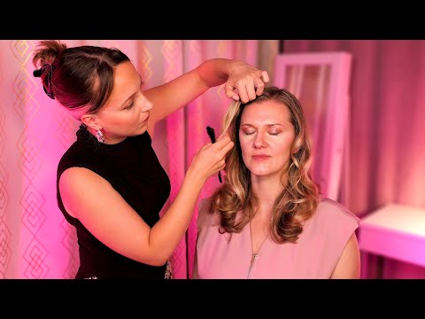 ASMR make-up for a birthday lunch ✨️ with hair styling and clothes fixing @GentleWhisperingASMR