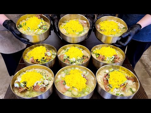 맛있는 녀석들 추천! 감자탕 뼈가 통째로 들어간 뼈칼국수, 비빔국수, 만두, Bone kalguksu, Chopped noodle soup, Korean street food