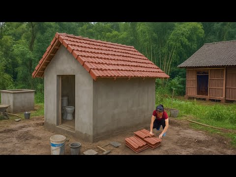 Female CEO builds magnificent toilet in the forest - installs wooden windows and toilet