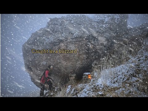 Caught in a Deadly Blizzard | Solo Survival Under a Rock (ASMR)