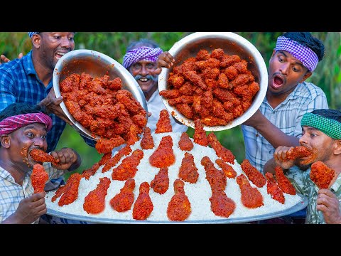 CHICKEN LEGS EATING | Fried Chicken Legs with Tomato Sauce | How to Make Tomato Sauce Village Style