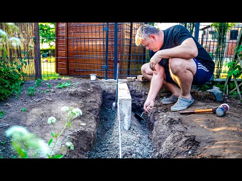 Laying 70 kg heavy kerbstones (alone) + tension knots + pulling cord