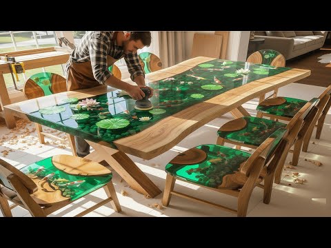 The Whole Process Of Creating The Beautiful Koi Fish Epoxy Table and Chair Set | King Resin Crafts