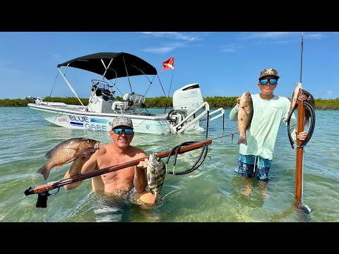 Spearfishing for Dinner around Tiny Islands (Catch & Cook) I Got Beat by my Son!