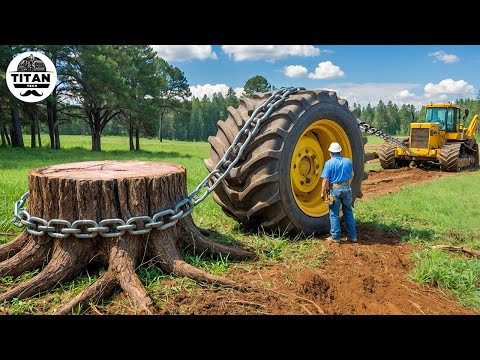 Extreme Dangerous Monster Stump Removal Excavator | Amazing Fastest Wood Chipper Machines #5