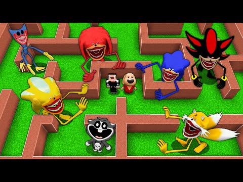 SUPERVIVENCIA EN EL LABERINTO SHIN SONIC TAPES BABA CHOPS HUGGY WUGGY en Minecraft - Animación