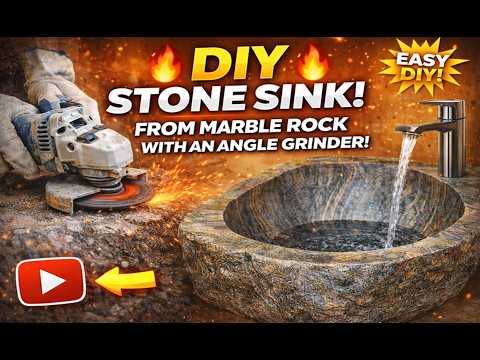😳 I Carved a Stone Sink Using ONLY an Angle Grinder Full DIY