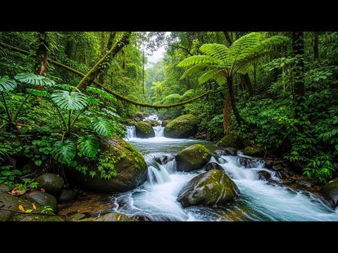 River Flowing with Birds Chirping, Calm River Water Flow and Soft Bird Sounds for Sleep