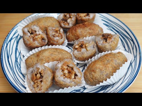 点心炸芋角这样做，外酥里嫩，馅料十足，口感咸香酥脆Fried taro dumpling, the outside is crispy and the inside is tender