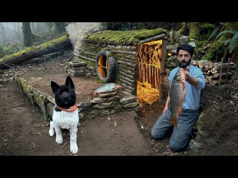 3 DAYS solo survival; Catch and Cook, FISHING. Building a Warm and Cozy Shelter, Bushcraft Camping