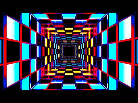🔷 4K Screensaver – Multicolor Neon Grid Tunnel | Futuristic VJ Loop (No Sound)