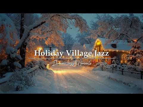 Deep & Soothing Jazz in a Snowy Winter Christmas Village🎄Warm Café Lights for Peaceful Holiday Night