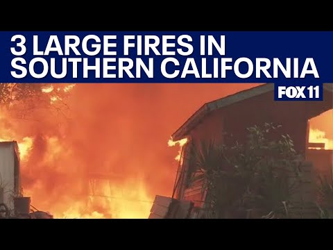 3 fires torch 4 Southern California counties, destroying homes, forcing evacuations