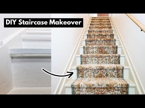 Staircase Makeover (+ giant fabric mural)