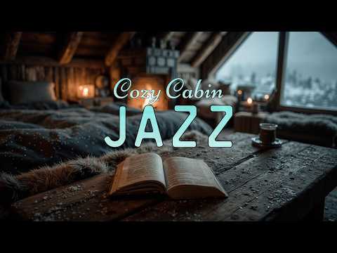 Cozy Cabin Jazz ~ Winter Vibes | Relaxing Music For Snowfall & Fireplace