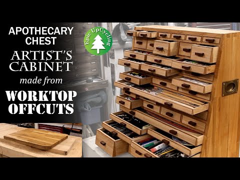 Apothecary Chest Artist's Cabinet made from Worktop Offcuts.