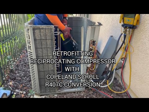 Retrofitting Reciprocating Compressor with new Copeland Scroll using R407C #HVAC 