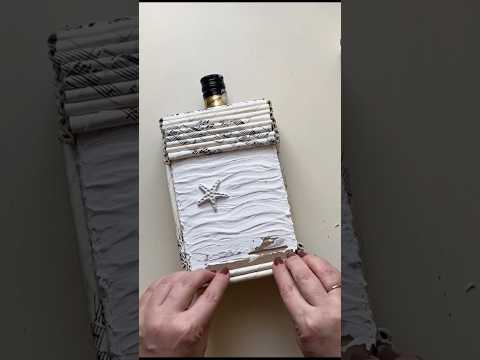 DIY Sea-Themed Bottle Decor with Paper, Clay, and Seashells