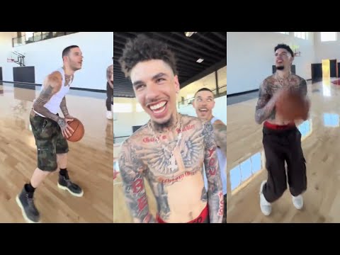 LaMelo and Lonzo Ball hilarious shooting competition at family home gym 😂