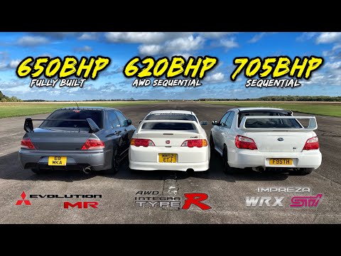 AWD LEGENDS..705HP IMPREZA vs 620HP AWD INTEGRA vs 650HP EVO 8