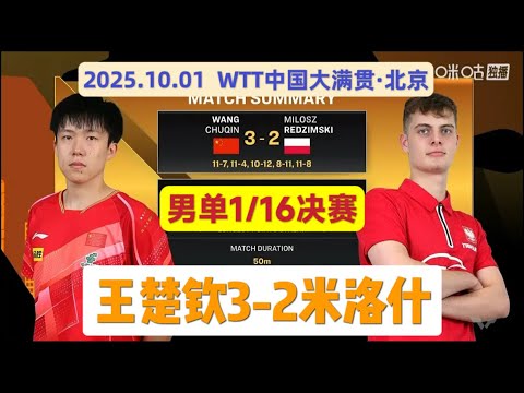 WTT中国大满贯：王楚钦3-2米洛仕比赛完整版～#王楚钦  #wtt #乒乓球 #tabletennis 