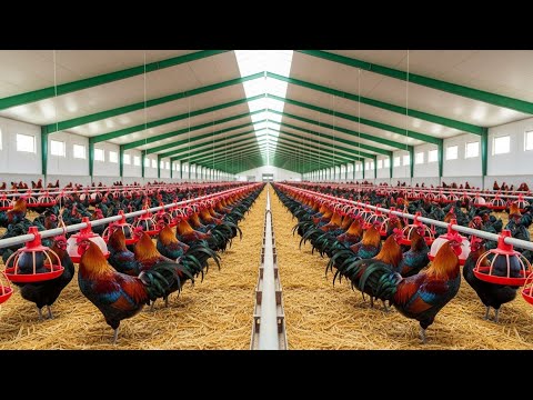 Inside the efficient chicken farm for eggs and meat - Organic farm business