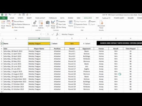 EAF#78 - Use an Excel VBA Loop to search a datatable and copy selected rows to another sheet