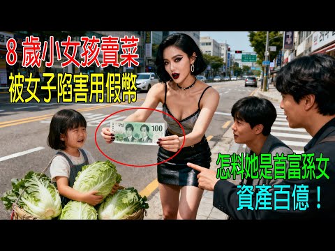 8歲小女孩賣菜，被女子陷害用假幣100元，怎料小女孩是首富孫女，資產百億！