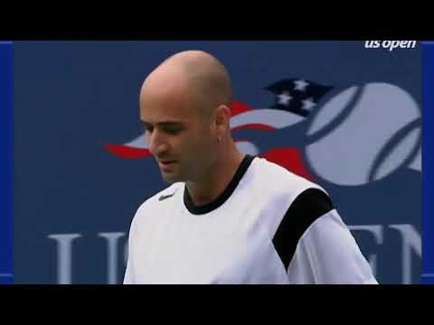 Federer Agassi Court Level (2004 US Open)