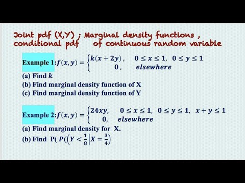 Joint probability density function problems for continuous r.v.[Marginal, conditional  probability]