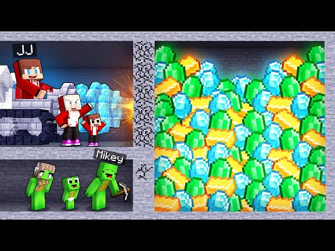 JJ and Mikey: POOR vs RICH Tunnel Treasures Family Battle in Minecraft - Maizen