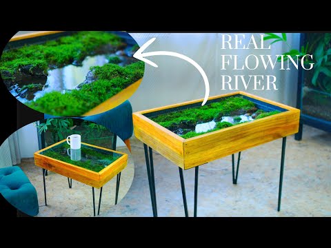 DIY Terrarium Coffee Table with a Real Flowing River