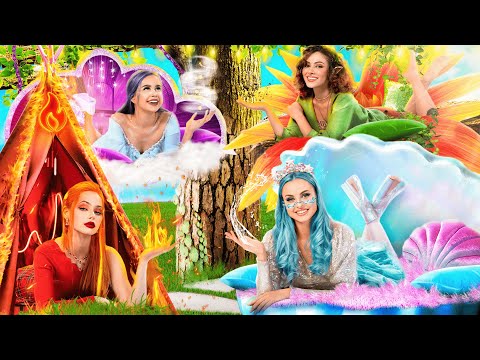 Vierling Bouwt een Stapelbed! Vuur Meisje, Water Meisje, Lucht Meisje en Aarde Meisje