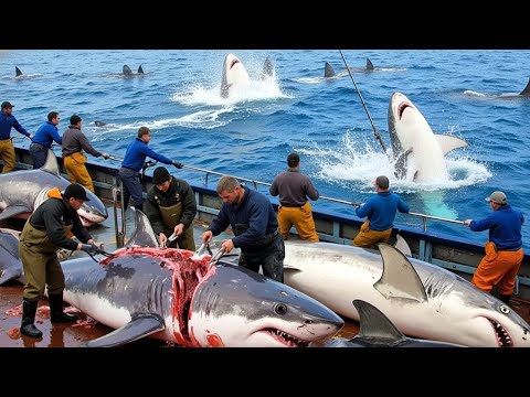 La Caza de Tiburones Gigantes! 💥 Más de 200 Capturados en una Sola Operación!