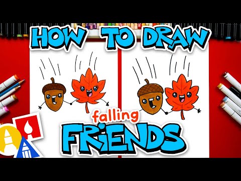 🍁🤝 How To Draw Falling Friends Acorn and Leaf 🤝🍁